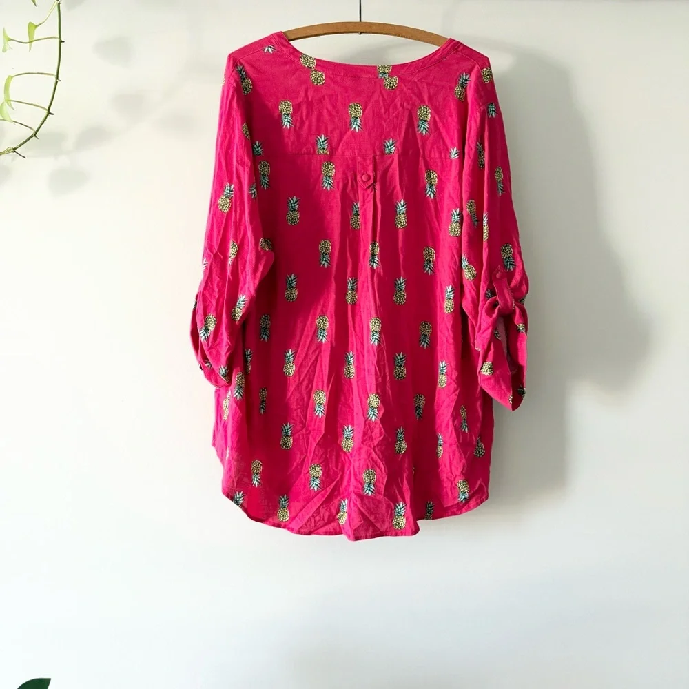 Torrid Harper Pineapple‎ Print Blouse Pullover Top Women's Size 2
